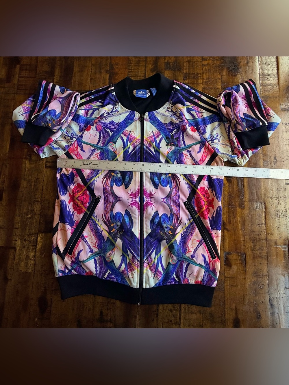 RARE Adidas Originals x The FARM Company Pink Floral Bird Track Jacket M - Picture 12 of 15